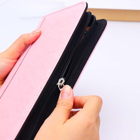 Black A6 Binder Binder Zipper Pu prolders غطاء قابلة لإعادة التعبئة 6 حلقات فضفاضة غطاء ملزم أوراق للاخطاف لمستلزمات مجلة Planner Traveler Journal (Black A6 Binder) in Kuwait