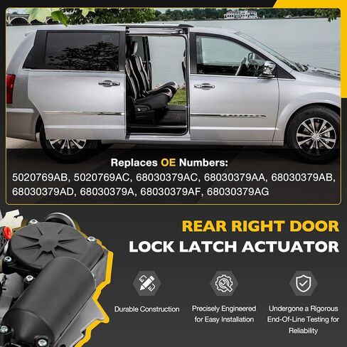 Rear Left Door Lock Latch Actuator Compatible with Chrysler Town & Country 2008-2016, Dodge Grand Caravan 2008-2020, Ram C/V 2012-2015 Lock Actuator Replaces# 5020769AB 5020769AC 68030379AC in Kuwait