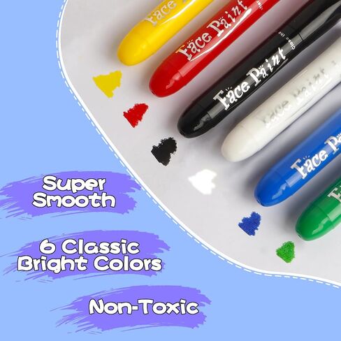Neon Face Paint Sticks Glow Face Body Paint Safety Face Paint Crayons Easy to Clean for Makeup Parties Sport Events Birthday Festivals Cosplay (Glow in the Dark) in Saudi Arabia