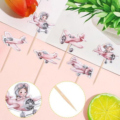 36 PCS Airplane Cupcake Toppers Pilot Aviation Plane Cupcake تختار طائرة كب كيك لتزيين طائرة طائرة استحمام الطفل أطفال عيد ميلاد للحفلات الزخمة in Kuwait