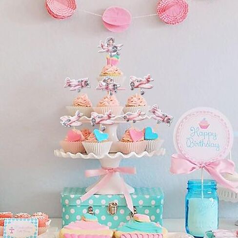 36 PCS Airplane Cupcake Toppers Pilot Aviation Plane Cupcake تختار طائرة كب كيك لتزيين طائرة طائرة استحمام الطفل أطفال عيد ميلاد للحفلات الزخمة in Kuwait