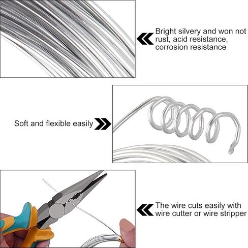 14 Gauge Aluminum Wire 131.2 Feet, Silver Aluminum Wire 2mm, Craft Armature Wire, Bendable Metal Wire for Making Beading Jewelry Craft Dolls Skeleton DIY Crafts (32.8 Per Roll,4 Packs) in Kuwait