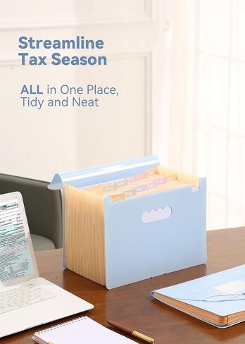 Accordion File Organizer 12 Pockets, Monthly Bill Receipt Tax Organizer, Expanding File Folders with Larger Bright Tabs, Fits Letter/A4 Size - Black - Purple in Kuwait