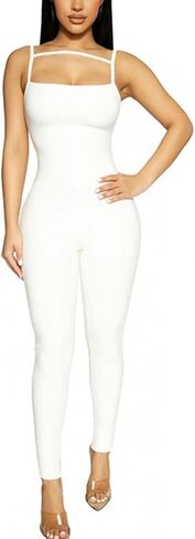 Women Spaghetti Strap Bodycon Tank One Piece Jumpsuits Rompers Playsuit in Saudi Arabia