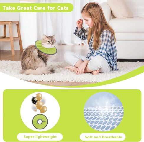 Lightweight Cat Cone Collar Soft, Soft Comfortable Cat Recovery Collar After Surgery, Elizabethan E Collar for Cats, Cone for Cats to Stop Licking (Pale Pink, Small) in Kuwait