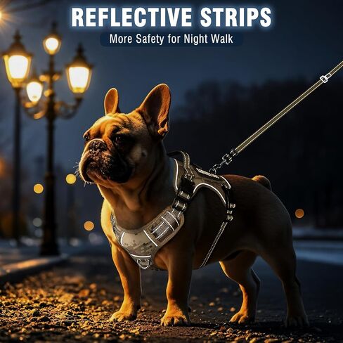 Tactical Dog Harness and Leash Set for Large Dogs,Heavy Duty No Pull Service Dog Vest and 10 Patches with Dog Seat Belt,Reflective Adjustable Pet Harness for Training Walking Hiking Camo L in Kuwait