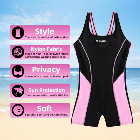 MIENOE Teen Girls' One Piece Swimsuits Kids UPF 50+ Sun Protection Bathing Suits with Chest Pads Athletic Girl Piece in Saudi Arabia