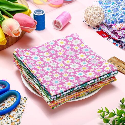 Kingdder 200 PCS 10 × 10 بوصة مربعات نسيج قطنية لخياطة خياطة الحرف الدهون الحزمة حزمة النسيج المربعات المرقاء ل DIY الحرف القصص الأقمشة اليدوي الملحق المصنوع يدويًا (زهرة) in Kuwait