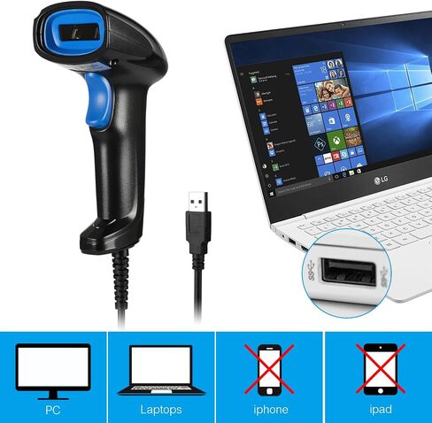 Esup Barcode Scanner with Stand USB Barcode Scanner Wired Handheld Laser Barcode Reader with Adjustable Stand (with Stand) in Kuwait