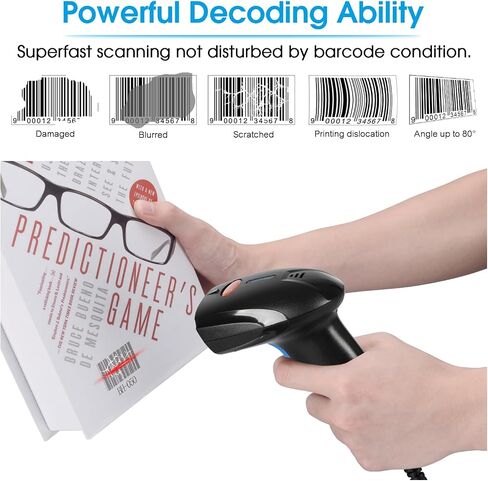 Esup Barcode Scanner with Stand USB Barcode Scanner Wired Handheld Laser Barcode Reader with Adjustable Stand (with Stand) in Kuwait