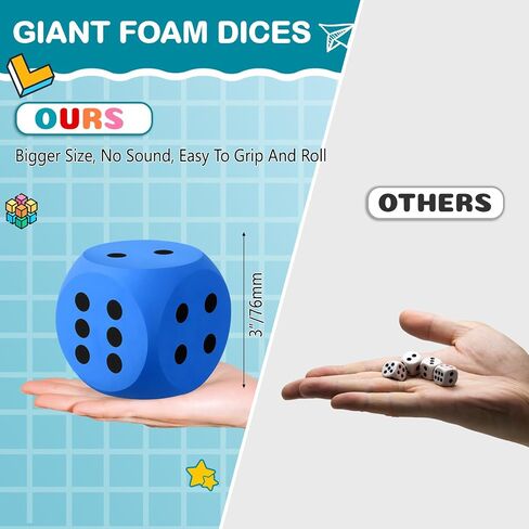 Shappy 3 بوصات الرغوة الزهر متعة ملء لعبة تعليمية كبيرة Kawaii زخرفية إيفا الرغوة Jumbo Dice Big Square Building لتلال ألعاب اللوحة جلسات التعلم (Rose Red) in Kuwait