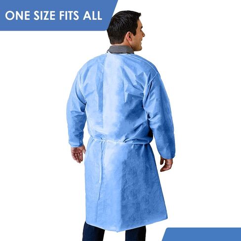 Primacare IG-1702CS Pack of 100 Disposable Isolation Gown, Non-Woven, Universal Size with Knitted Cuff in Saudi Arabia