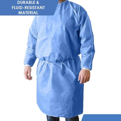 Primacare IG-1702CS Pack of 100 Disposable Isolation Gown, Non-Woven, Universal Size with Knitted Cuff in Saudi Arabia