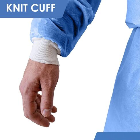 Primacare IG-1702CS Pack of 100 Disposable Isolation Gown, Non-Woven, Universal Size with Knitted Cuff in Saudi Arabia