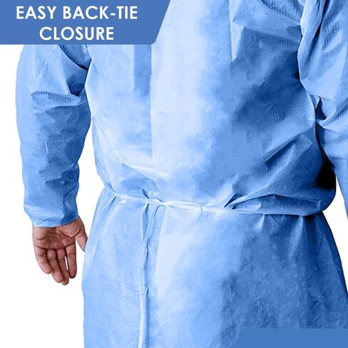 Primacare IG-1702CS Pack of 100 Disposable Isolation Gown, Non-Woven, Universal Size with Knitted Cuff in Saudi Arabia