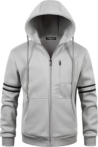 Chrisuno Men's Soft Fleece Fashion Hooded Sweatshirt Zip Up Sports Sweater Hoodie Jacket in Kuwait