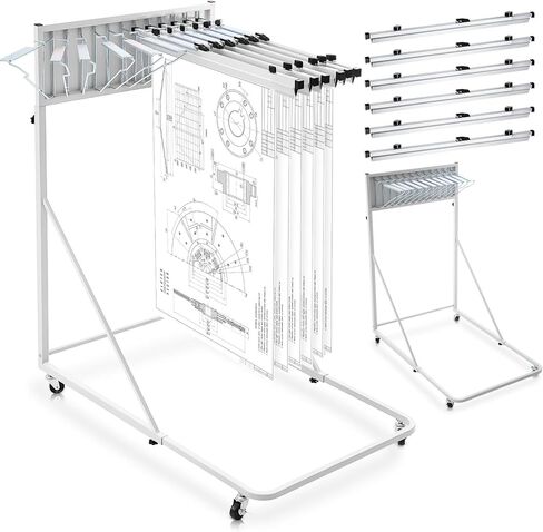 Estune Mobile Blueprint Holder Rack Adjustable Mobile Blueprint Holder with 6 Clamps 4 Wheels Poster Display Rack Storage Organizer Stand for File Display Plan Office Home(24in) in Kuwait