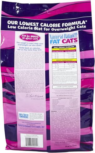 Natural Balance Fat Cats Low-Calorie Dry Cat Food for Overweight Adult Cats, Chicken Meal, Salmon Meal, Garbanzo Beans, Peas & Oat Groats Recipe, 15 Pound (Pack of 1) in Kuwait