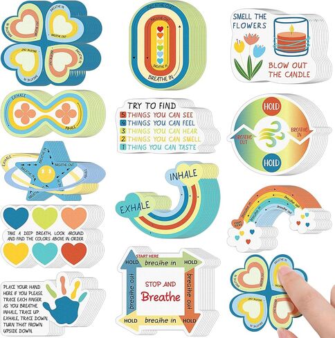 Fulmoon 120 Pcs Calm Anxiety Sensory Stickers Textured Sensory Strips Rainbows Runways Hearts Tactile Rough Adhesive Tactile Fidget Tool for Classroom Desk Adults Teens Anxiety Relief in Kuwait