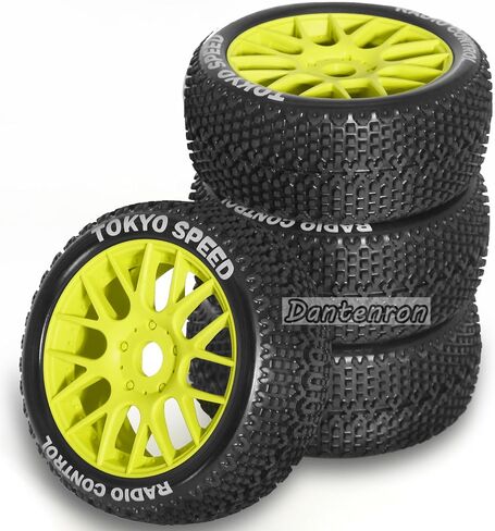 1/8 RC Buggy Tires and Wheels Rims 17mm Hex All Terrain Rubber Tyres for 1:8 Scale Off-Road Truck Car Arrma Typhon 6S 3S Talion 6S Losi 8ight HPI Vorza Flux Kyosho Hobao 4PCS (Black) in Kuwait