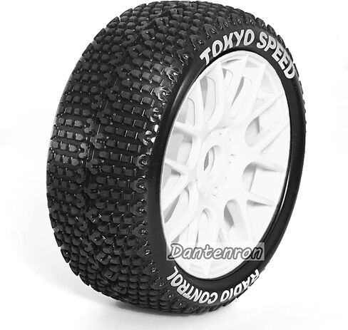 1/8 RC Buggy Tires and Wheels Rims 17mm Hex All Terrain Rubber Tyres for 1:8 Scale Off-Road Truck Car Arrma Typhon 6S 3S Talion 6S Losi 8ight HPI Vorza Flux Kyosho Hobao 4PCS (Black) in Kuwait