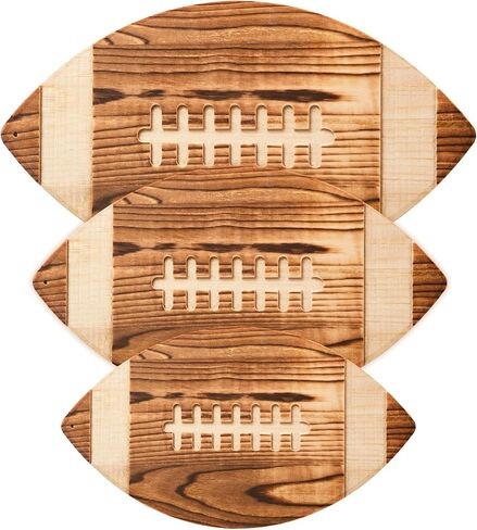 3 Pieces Football Cutting Board Football Serving Tray Hanging Football Gifts for Men Engraved Wooden Cutting Board Decoration for Kitchen Party Holiday Supplies Accessories, 3 Sizes (Light Brown) in Kuwait