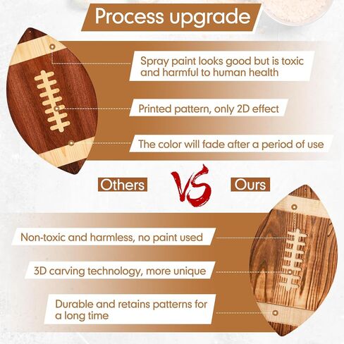 3 Pieces Football Cutting Board Football Serving Tray Hanging Football Gifts for Men Engraved Wooden Cutting Board Decoration for Kitchen Party Holiday Supplies Accessories, 3 Sizes (Light Brown) in Kuwait