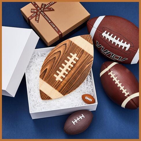 3 Pieces Football Cutting Board Football Serving Tray Hanging Football Gifts for Men Engraved Wooden Cutting Board Decoration for Kitchen Party Holiday Supplies Accessories, 3 Sizes (Light Brown) in Kuwait