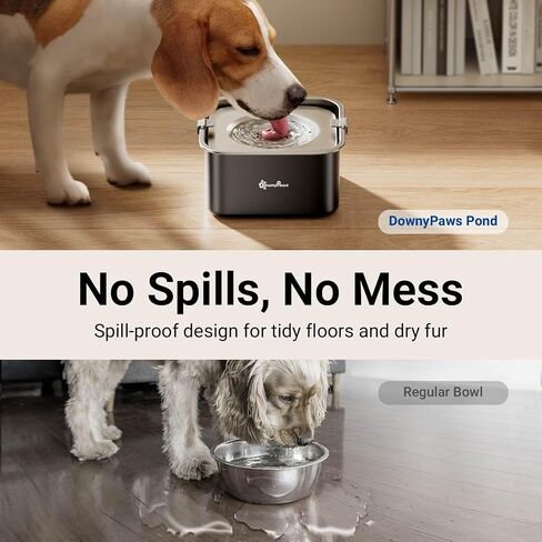 DownyPaws No Spill Water Bowl for Dogs,101oz/3L Slobber Stopper Stainless Steel, Slow Drinking Dog Water Bowl, No Mess Dog Water Dispenser Spill Proof, Dishwasher Safe, Black in Saudi Arabia