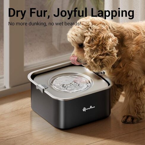 DownyPaws No Spill Water Bowl for Dogs,101oz/3L Slobber Stopper Stainless Steel, Slow Drinking Dog Water Bowl, No Mess Dog Water Dispenser Spill Proof, Dishwasher Safe, Black in Saudi Arabia