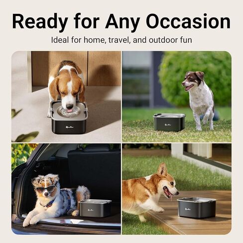 DownyPaws No Spill Water Bowl for Dogs,101oz/3L Slobber Stopper Stainless Steel, Slow Drinking Dog Water Bowl, No Mess Dog Water Dispenser Spill Proof, Dishwasher Safe, Black in Saudi Arabia