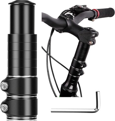 Bike Stem Riser Extender 180mm Bicycle Handlebar Riser MTB Handlebar Extension with Hex Key for 28.6mm / 1-1/8'' Fork, Aluminum Alloy Black in Saudi Arabia