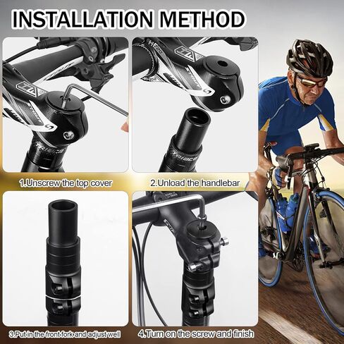 Bike Stem Riser Extender 180mm Bicycle Handlebar Riser MTB Handlebar Extension with Hex Key for 28.6mm / 1-1/8'' Fork, Aluminum Alloy Black in Saudi Arabia