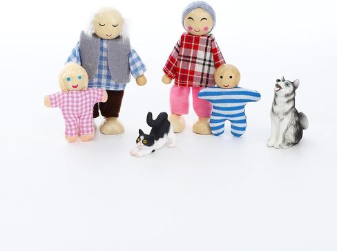 ONEST 20 Pieces Wooden Dollhouse Family Set Mini People Figures Dog Cat Sets Dollhouse Dolls Wooden Doll Family Pretend Play Figures Accessories for Pretend Dollhouse Toy in Kuwait