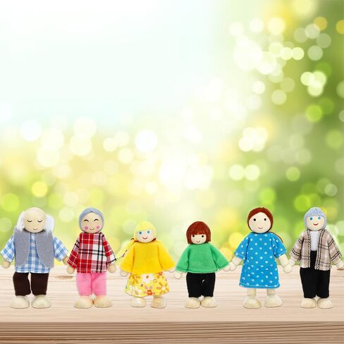 ONEST 20 Pieces Wooden Dollhouse Family Set Mini People Figures Dog Cat Sets Dollhouse Dolls Wooden Doll Family Pretend Play Figures Accessories for Pretend Dollhouse Toy in Kuwait