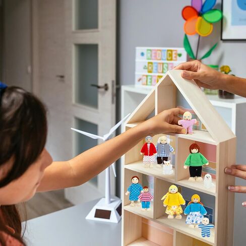 ONEST 20 Pieces Wooden Dollhouse Family Set Mini People Figures Dog Cat Sets Dollhouse Dolls Wooden Doll Family Pretend Play Figures Accessories for Pretend Dollhouse Toy in Kuwait
