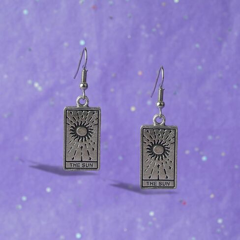 Moon Tarot Cards Pendant Earrings for Woman Intiution, Emotions and Unconscious Silver Gothic Jewelry Best Cute Vintage Gift for Women Earrings in Kuwait
