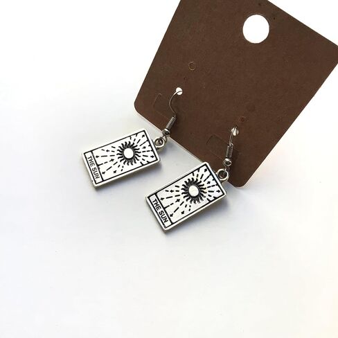 Moon Tarot Cards Pendant Earrings for Woman Intiution, Emotions and Unconscious Silver Gothic Jewelry Best Cute Vintage Gift for Women Earrings in Kuwait