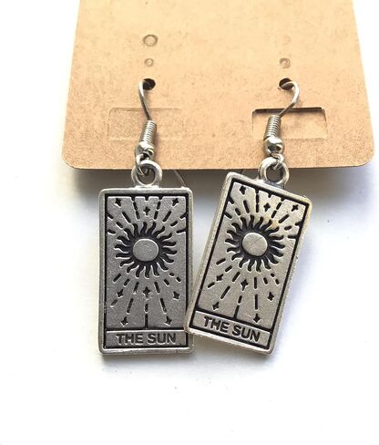 Moon Tarot Cards Pendant Earrings for Woman Intiution, Emotions and Unconscious Silver Gothic Jewelry Best Cute Vintage Gift for Women Earrings in Kuwait