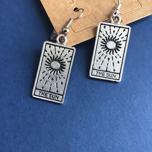 Moon Tarot Cards Pendant Earrings for Woman Intiution, Emotions and Unconscious Silver Gothic Jewelry Best Cute Vintage Gift for Women Earrings in Kuwait