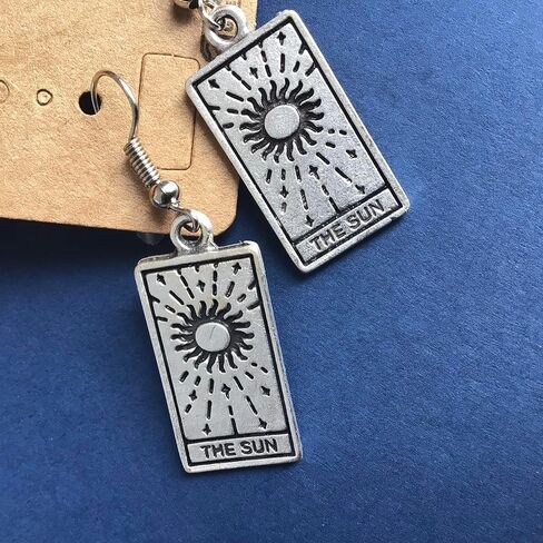 Moon Tarot Cards Pendant Earrings for Woman Intiution, Emotions and Unconscious Silver Gothic Jewelry Best Cute Vintage Gift for Women Earrings in Kuwait