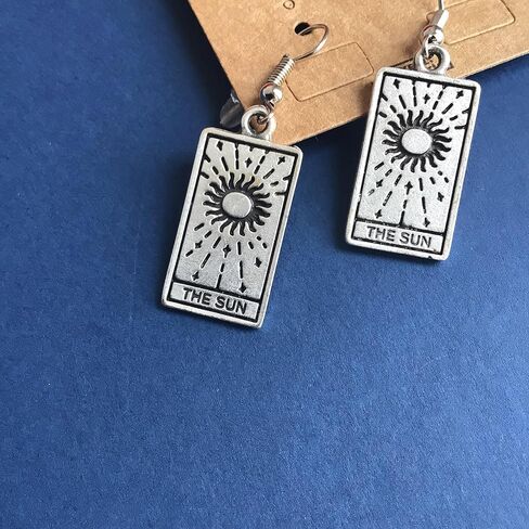 Moon Tarot Cards Pendant Earrings for Woman Intiution, Emotions and Unconscious Silver Gothic Jewelry Best Cute Vintage Gift for Women Earrings in Kuwait