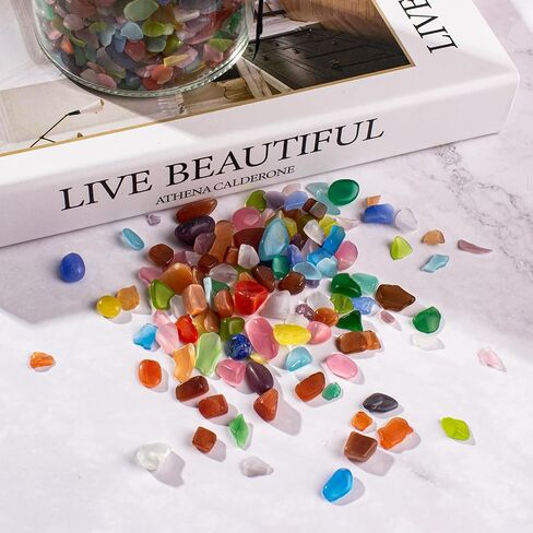 Green Agate Crushed Stone Tumbled Chips 0.88 Lb, Tumbled Polished Crystal Chips Bulk Natural Gemstones for Decorative Fish Tank Vase Fillers Aquarium Gravel Rocks in Kuwait