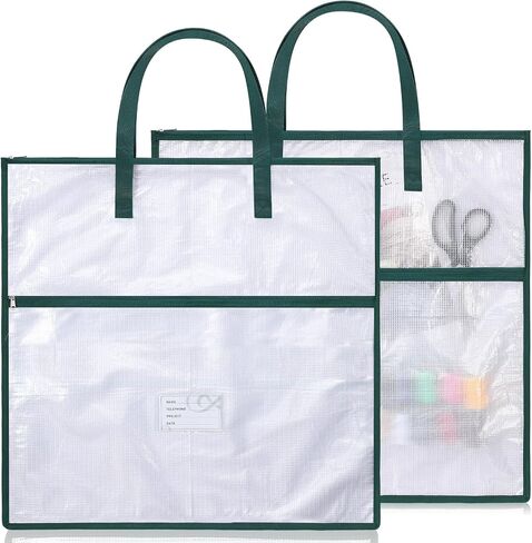Feifeiya 2 Pack 17.7 Inch Sew Project Bag Quilting Embroidery Craft Organizer Storage Bag with Handle and Pocket Zippered with Tools for Art Craft Knitting Quilting Stitching in Kuwait