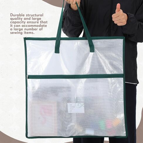 Feifeiya 2 Pack 17.7 Inch Sew Project Bag Quilting Embroidery Craft Organizer Storage Bag with Handle and Pocket Zippered with Tools for Art Craft Knitting Quilting Stitching in Kuwait