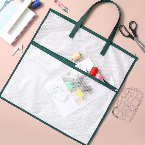 Feifeiya 2 Pack 17.7 Inch Sew Project Bag Quilting Embroidery Craft Organizer Storage Bag with Handle and Pocket Zippered with Tools for Art Craft Knitting Quilting Stitching in Kuwait