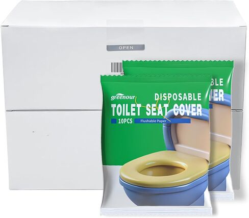 60 count Disposable Toilet Seat Covers for Travel Essentials Portable Sticker Free Toilet Seats Extra Large, Individually Wrapped for Airplane, Hotel, Public Restrooms in Saudi Arabia