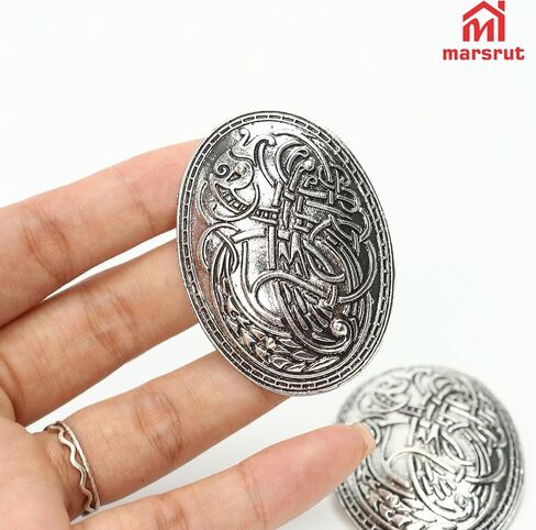 Brooch Pin Set with Viking Norse Shield Design for Medieval Costume: Small Buckle, Clasp, Clip & Fasteners for Clothes, Scarf, Cloak, Jewellery, Chain & Apron Dress for Women and Men (2PCS, Gold) in Saudi Arabia