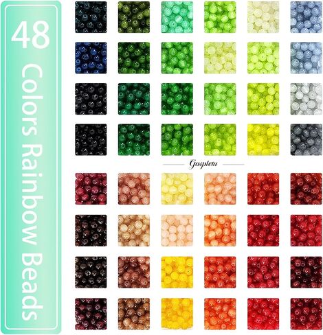 1200PCS 8mm Glass Beads Bracelet Making Kit, 48 Colors Crystal Beads for Jewelry Making, 2 Box Cataclastic Lineation Beads Suitable for Beginners in Kuwait