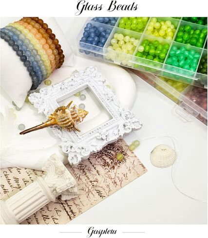 1200PCS 8mm Glass Beads Bracelet Making Kit, 48 Colors Crystal Beads for Jewelry Making, 2 Box Cataclastic Lineation Beads Suitable for Beginners in Kuwait